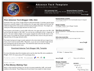 Click to enlarge Adsense Tech Blogger template