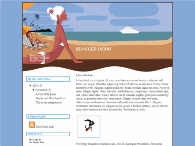 Click to enlarge Beauty Beach Blogger template