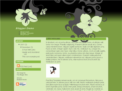 Click to enlarge Green Flora Blogger template
