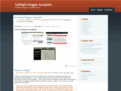 Click to enlarge Softlight Blogger template