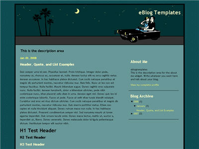 Click to enlarge Drivin to LA Blogger template