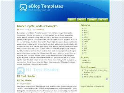 Click to enlarge Glossy Blue Blogger template