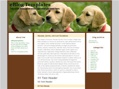 Click to enlarge Yellow Puppies Blogger template