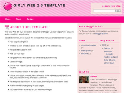 Click to enlarge Girly Web 2.0 Blogger template