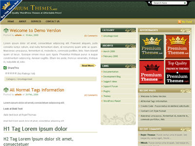 Golden Green WordPress theme thumbnail