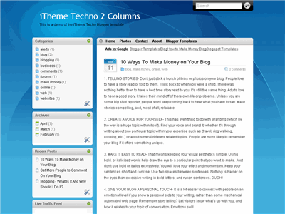 Blogger theme- itheme blogger xml templates(left side bar)