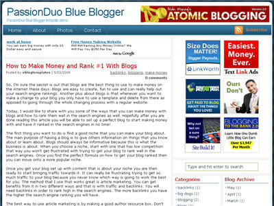 Click to enlarge PassionDuo Blue Blogger template